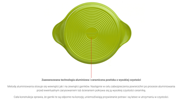 HAPPYCALL IH Garnek Aluminiowo - Ceramiczny Alumite Ceramic Pot 18cm / 1,8l - zielony na indukcję.