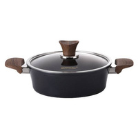 HAPPYCALL IH Woodique Garnek z powłoką tytanową 24cm / 3L Niski - Czarny na indukcję.