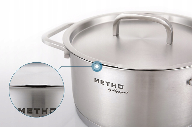 HAPPYCALL Metho Stainless Steel - Zestaw 5 elementowy garnków i patelni ze stali nierdzewnej