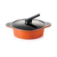 HAPPYCALL IH Garnek Aluminiowo - Ceramiczny Alumite Ceramic Pot 24cm / 2,8l - pomarańczowy niski na indukcję.